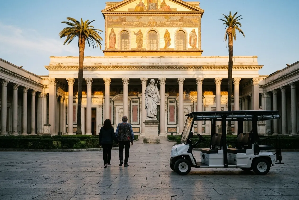 St. Paul Outside the Walls, the golf cart in the forecourt
